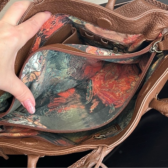 Carlos Falchi handmade Brown soft pebbled leather bag 9”x16” - Picture 13 of 16